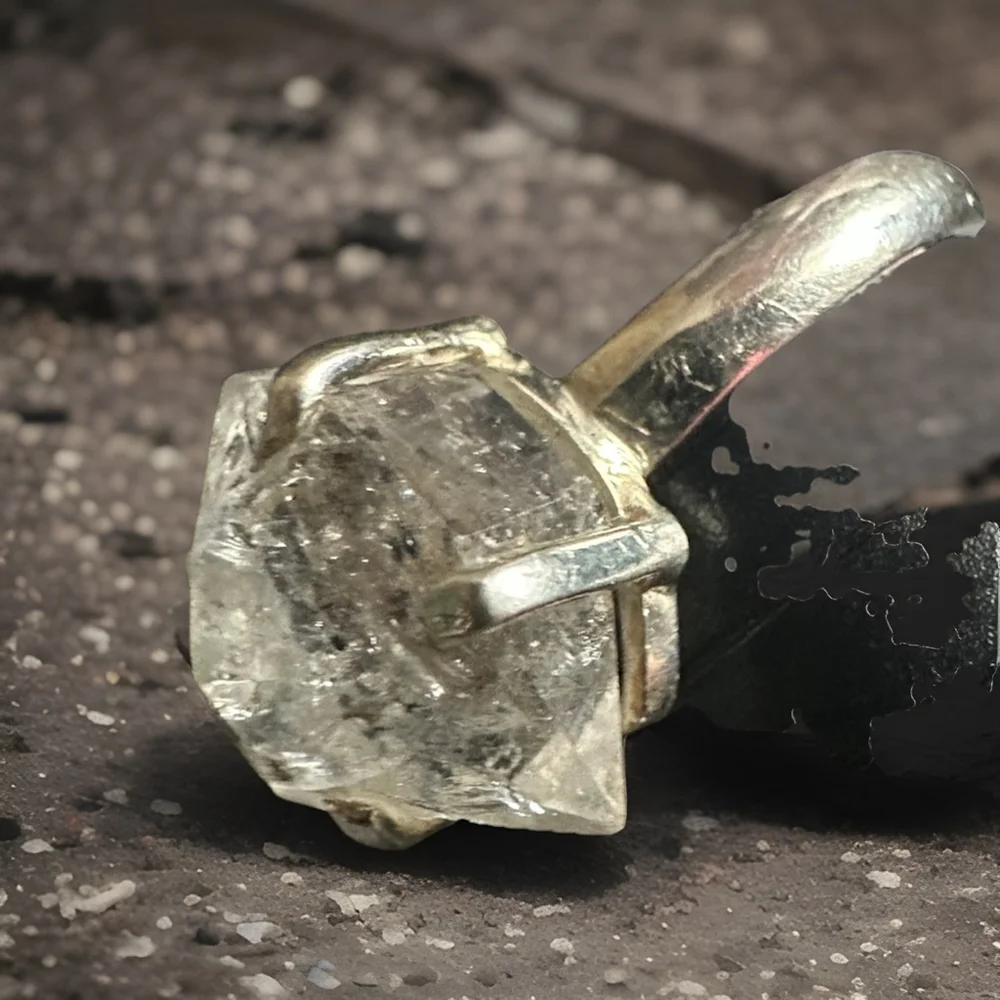 Big Herkimer Diamond Ring Sz 11 925 Sterling Silver Jewelry Mega Quartz Energy - Picture 1 of 11